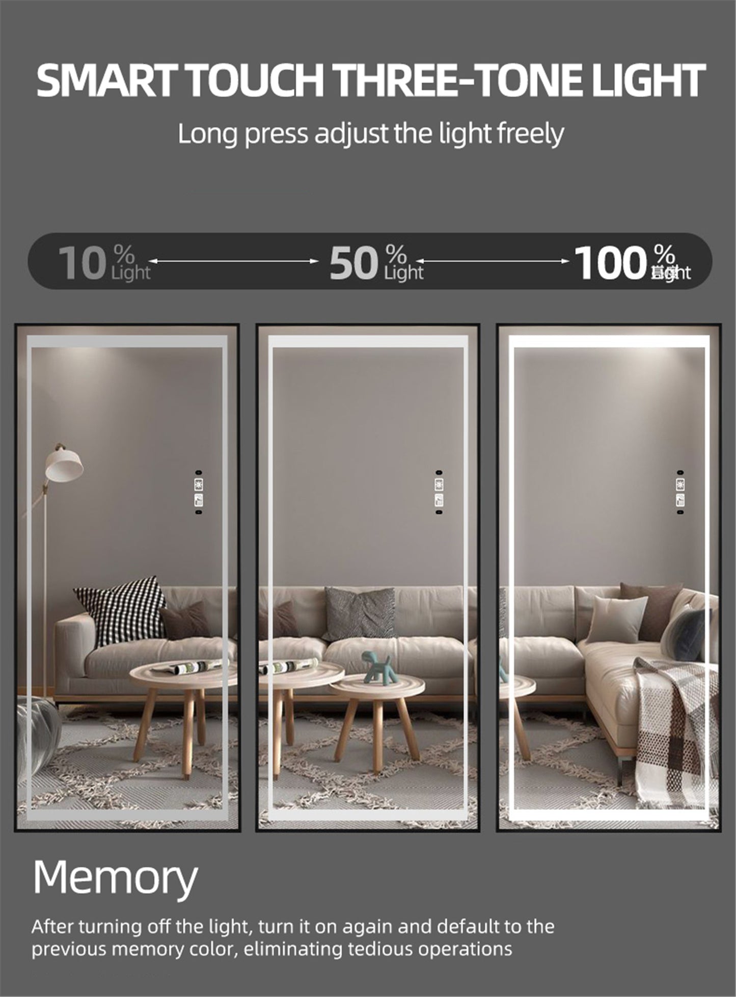65" Premium Mirror with Motion Sensor Lighting and Multi-Mode Illumination LY-05