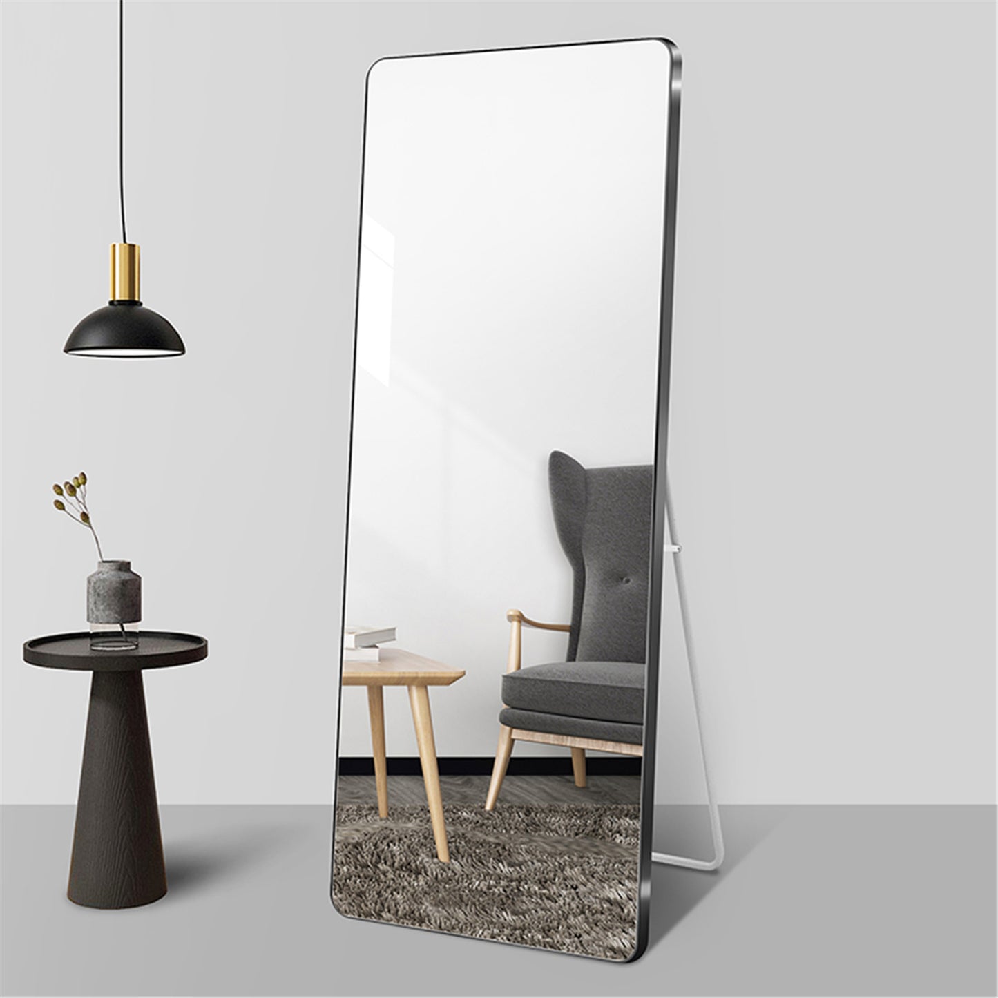 Round Corner Mirror with High-Quality Silver Glass & Aviation-Grade Aluminum Frame LY-06