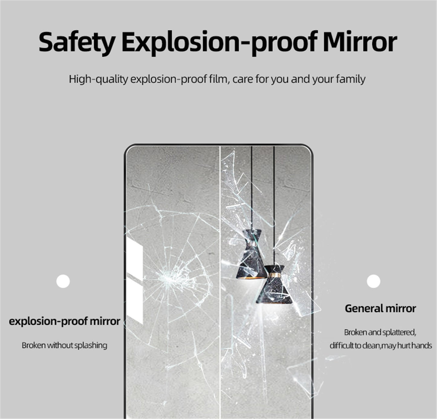 Round Corner Mirror with High-Quality Silver Glass & Aviation-Grade Aluminum Frame LY-06