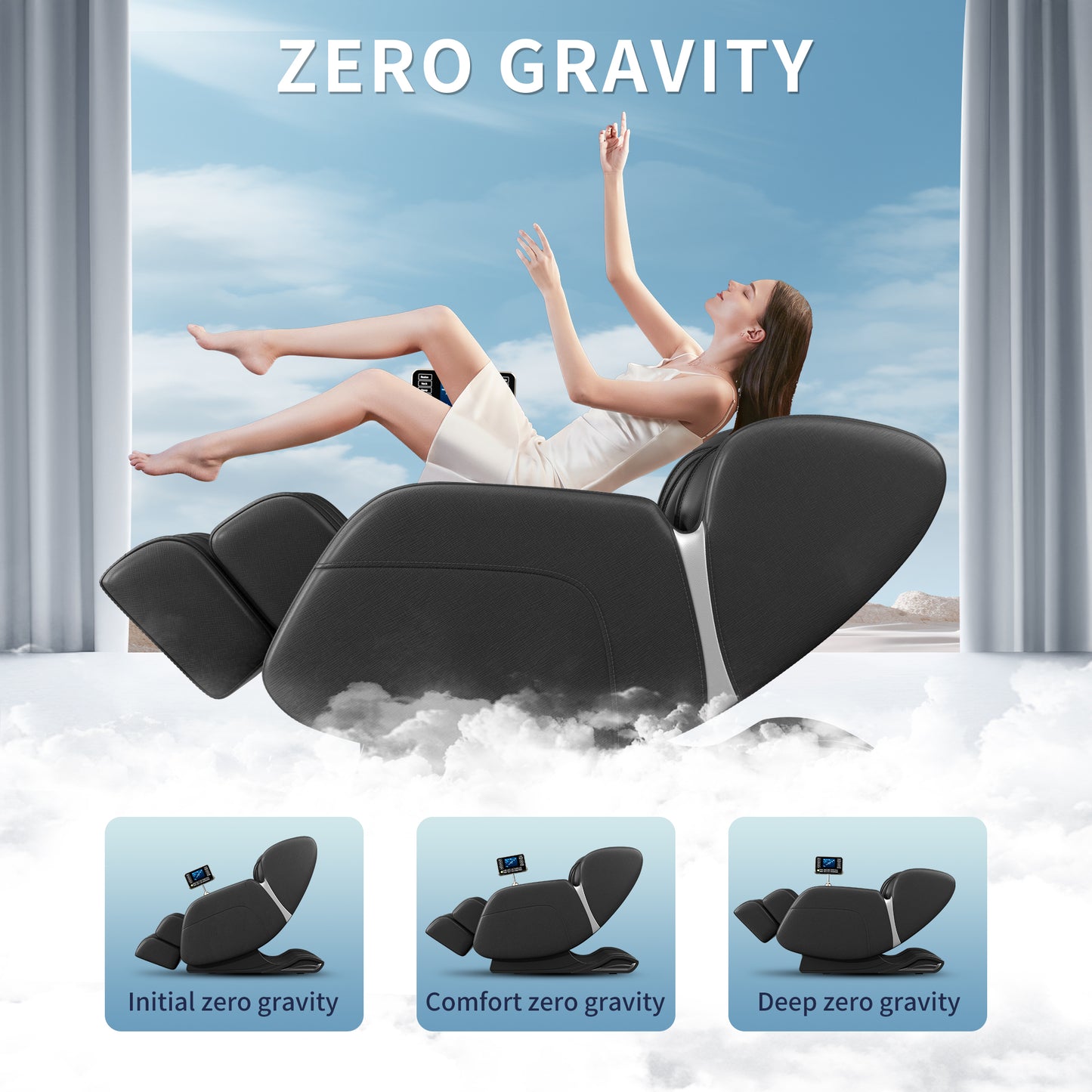 Zero Gravity Massage Chair with Airbags, Adjustable Intensity & 6 Auto Programs TJX-A-SS02