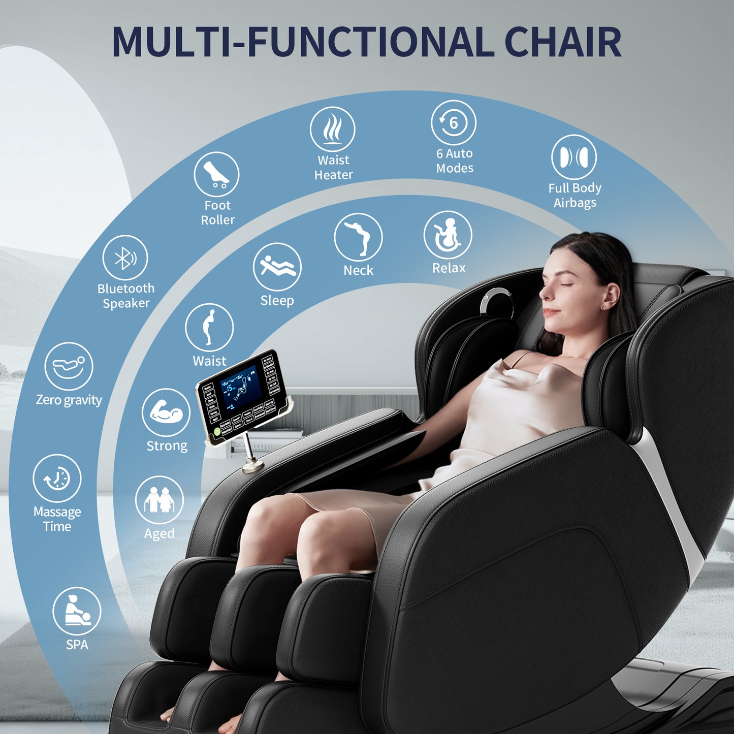 Zero Gravity Massage Chair with Airbags, Adjustable Intensity & 6 Auto Programs TJX-A-SS02