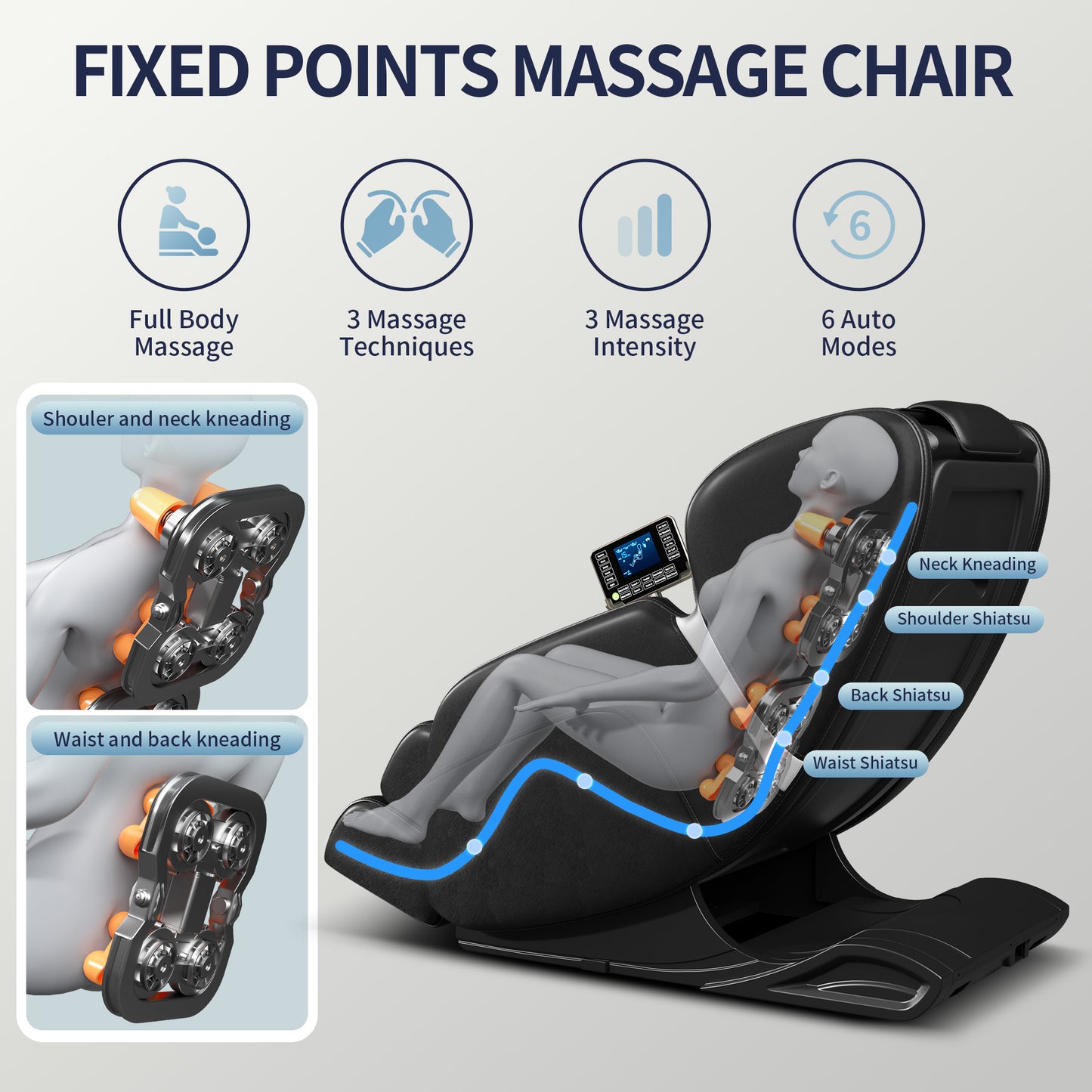 Zero Gravity Massage Chair with Airbags, Adjustable Intensity & 6 Auto Programs TJX-A-SS02