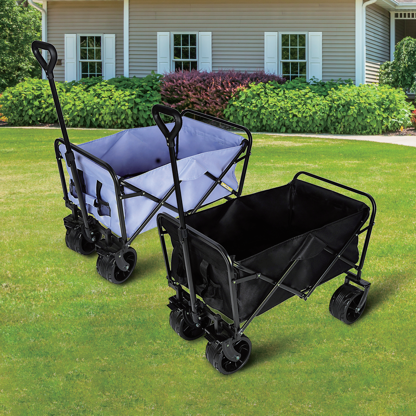 All-Terrain Folding Cart with Adjustable Handle & Dual Brakes