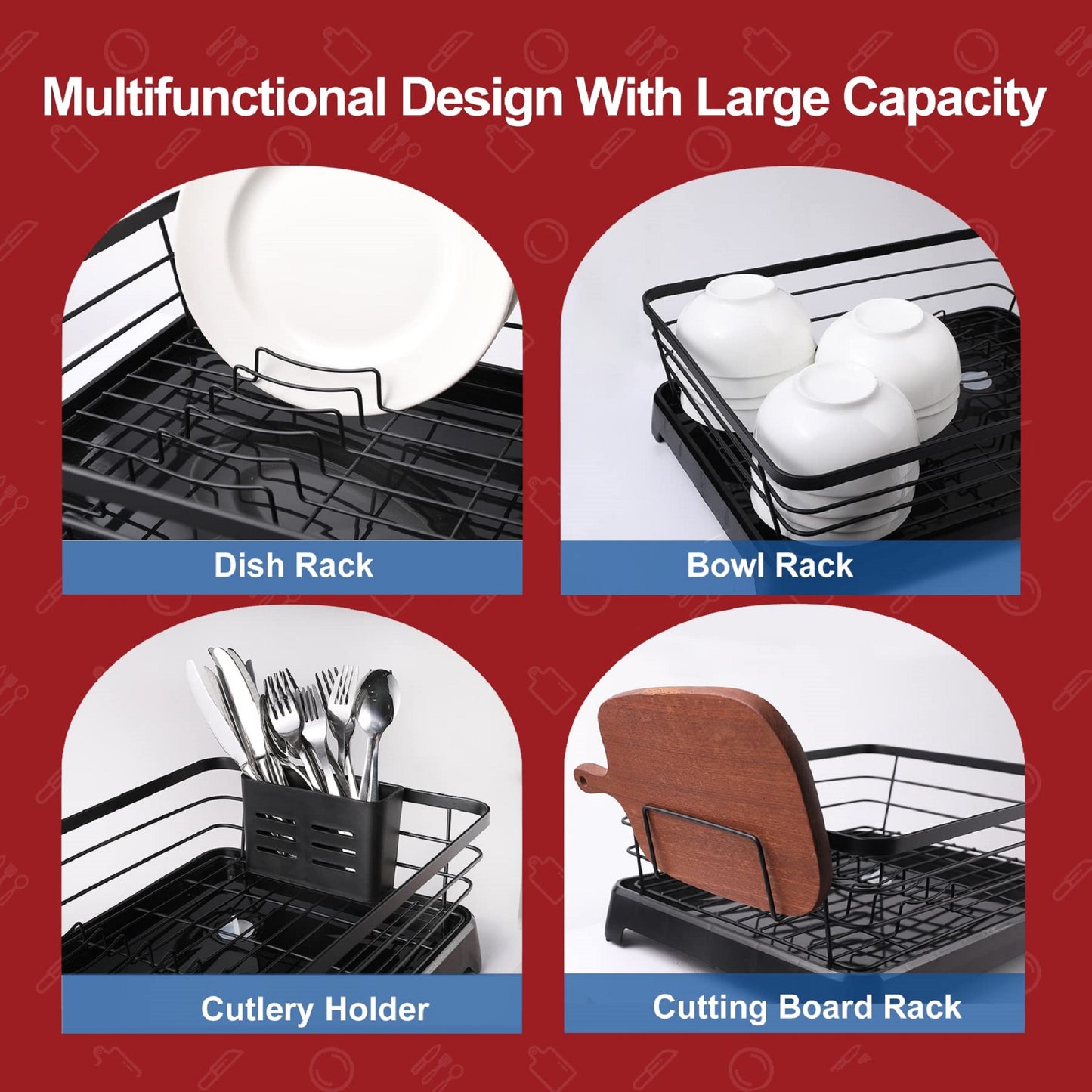 Stainless Steel Dish Drainer – Non-Slip, 270° Rotating Drain Plate with Removable Design