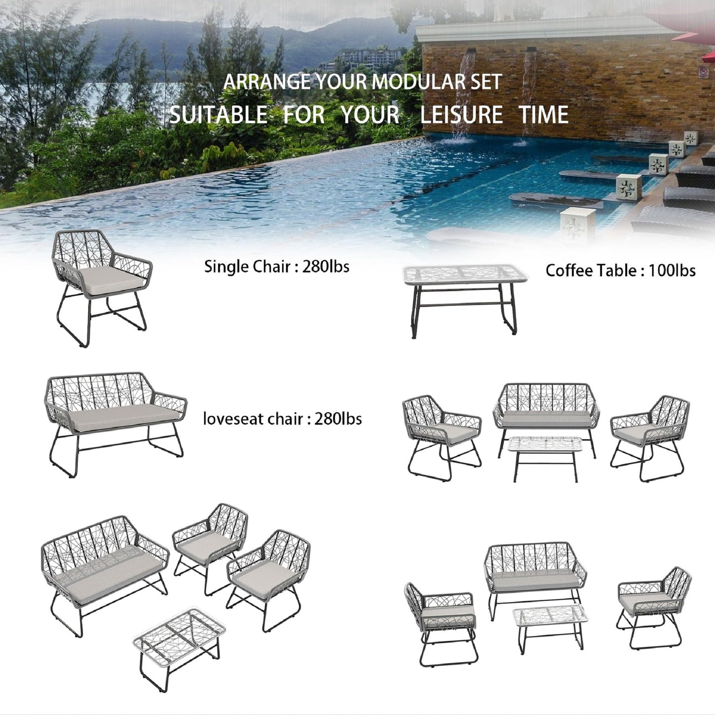 4-Piece Wicker Weave Leisure Set – Unique Handcrafted Design