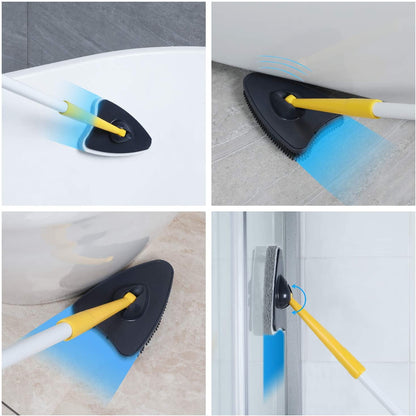 Durable Bathtub Brush – Rotating Triangular Head & Replaceable Scrubbing Pads