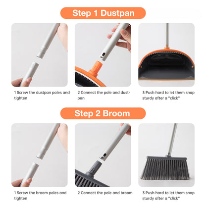 Adjustable Broom & Dustpan Set – Durable Bristles & Easy Assembly