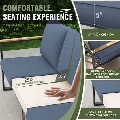 4-Piece All-Aluminium Outdoor Sofa Set – Rust-Proof, Modern Woodgrain Design