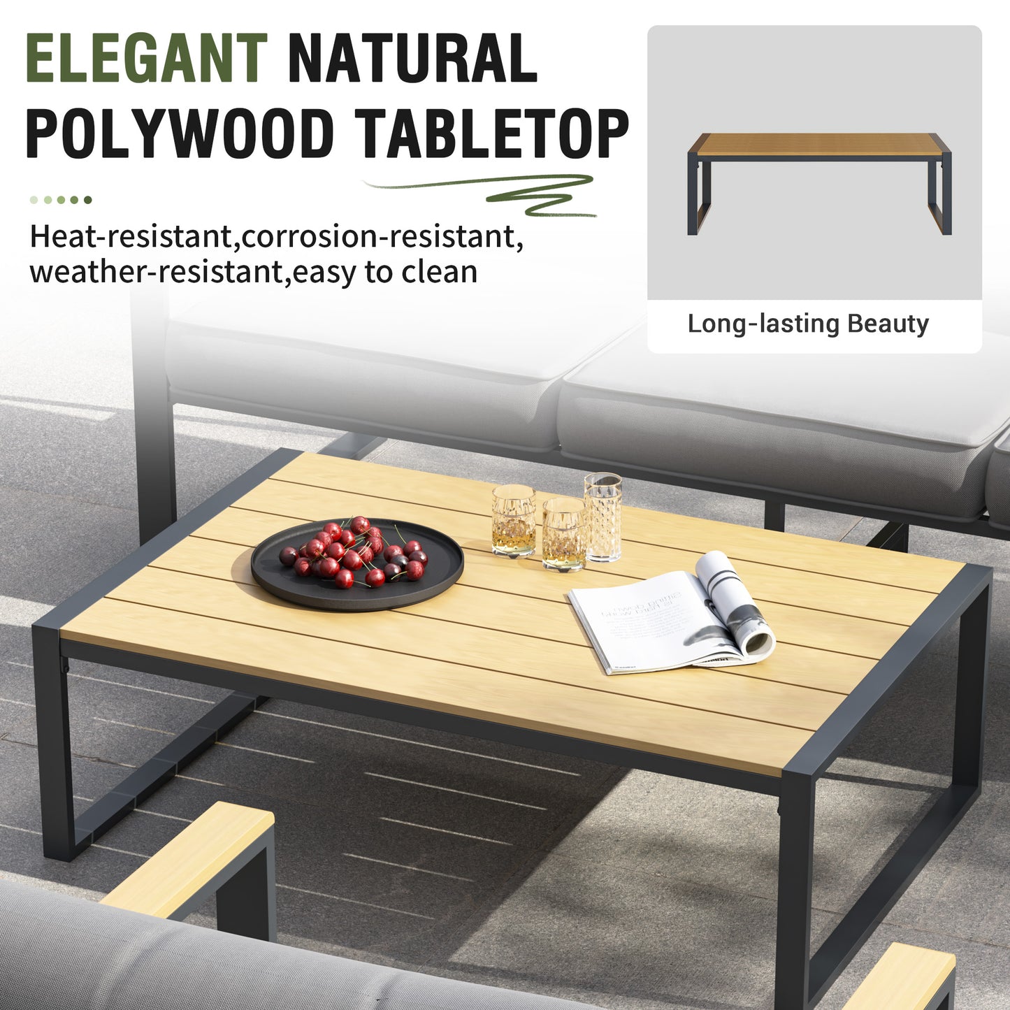 4-Piece All-Aluminium Outdoor Sofa Set – Rust-Proof, Modern Woodgrain Design