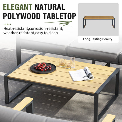 4-Piece All-Aluminium Outdoor Sofa Set – Rust-Proof, Modern Woodgrain Design