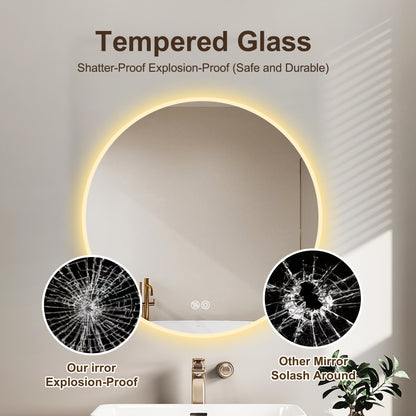 Frameless Round Bathroom Mirror with Light YL026