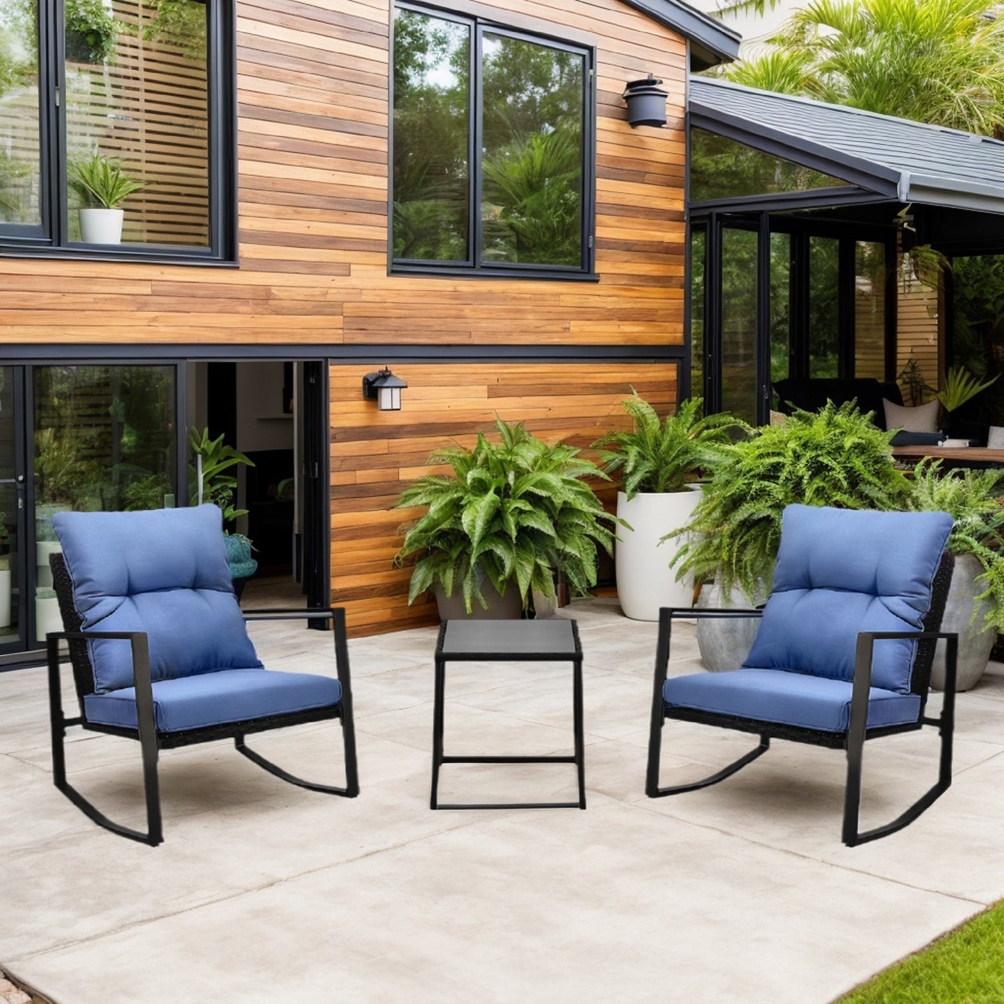 3-Piece Outdoor Set – Sturdy Frame, Waterproof Chairs & Tempered Glass Table Y-B02