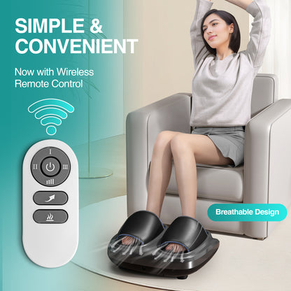 Air Compression Foot Massager with Heat & Adjustable Intensity