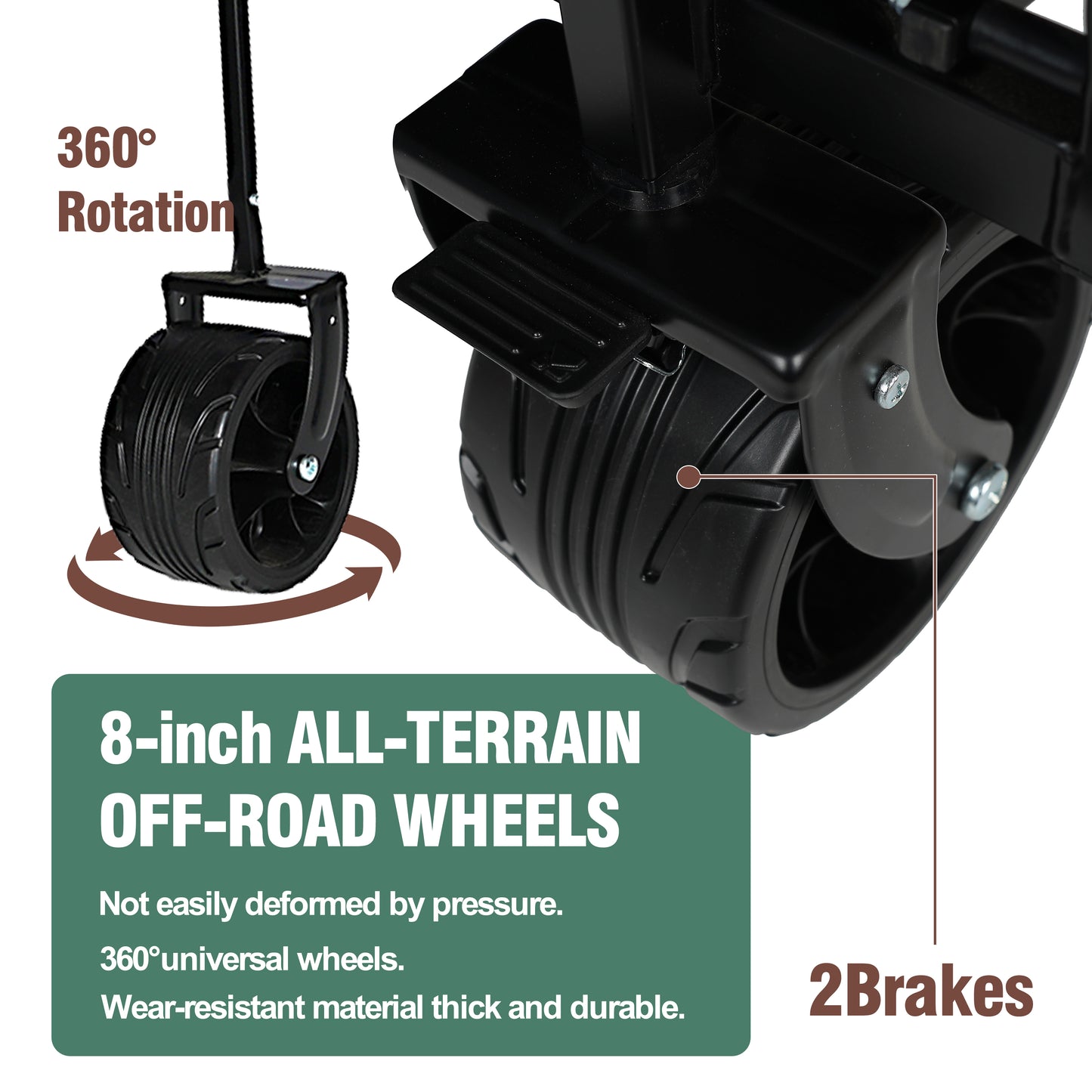 All-Terrain Folding Cart with Adjustable Handle & Dual Brakes