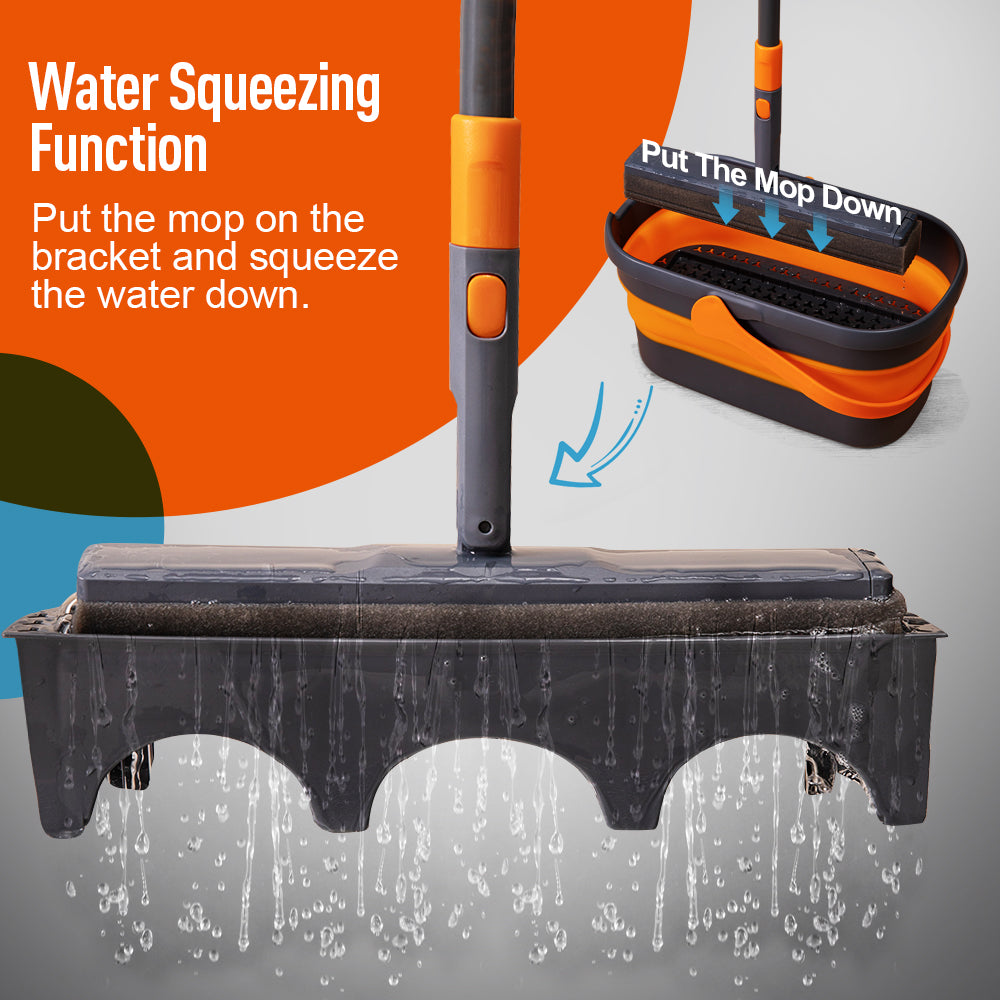 Foldable Mop & Bucket Set – Adjustable Design with Built-In Wringer