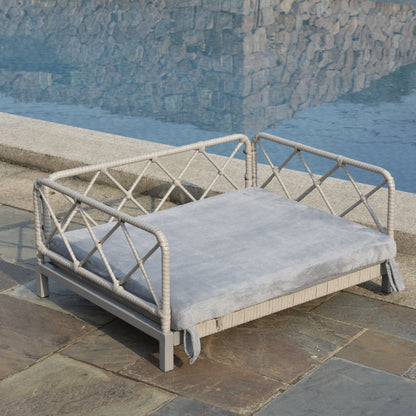 Wicker Dog Bed – Waterproof, Hand-Woven PE Rattan with Soft Cushion & Non-Slip Feet