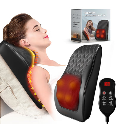 Ergonomic 3D Kneading Massage Cushion with Heat & Adjustable Intensity