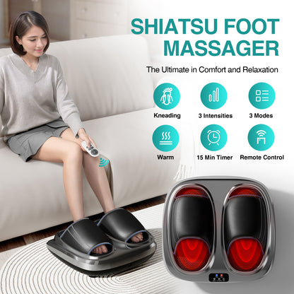 Air Compression Foot Massager with Heat & Adjustable Intensity