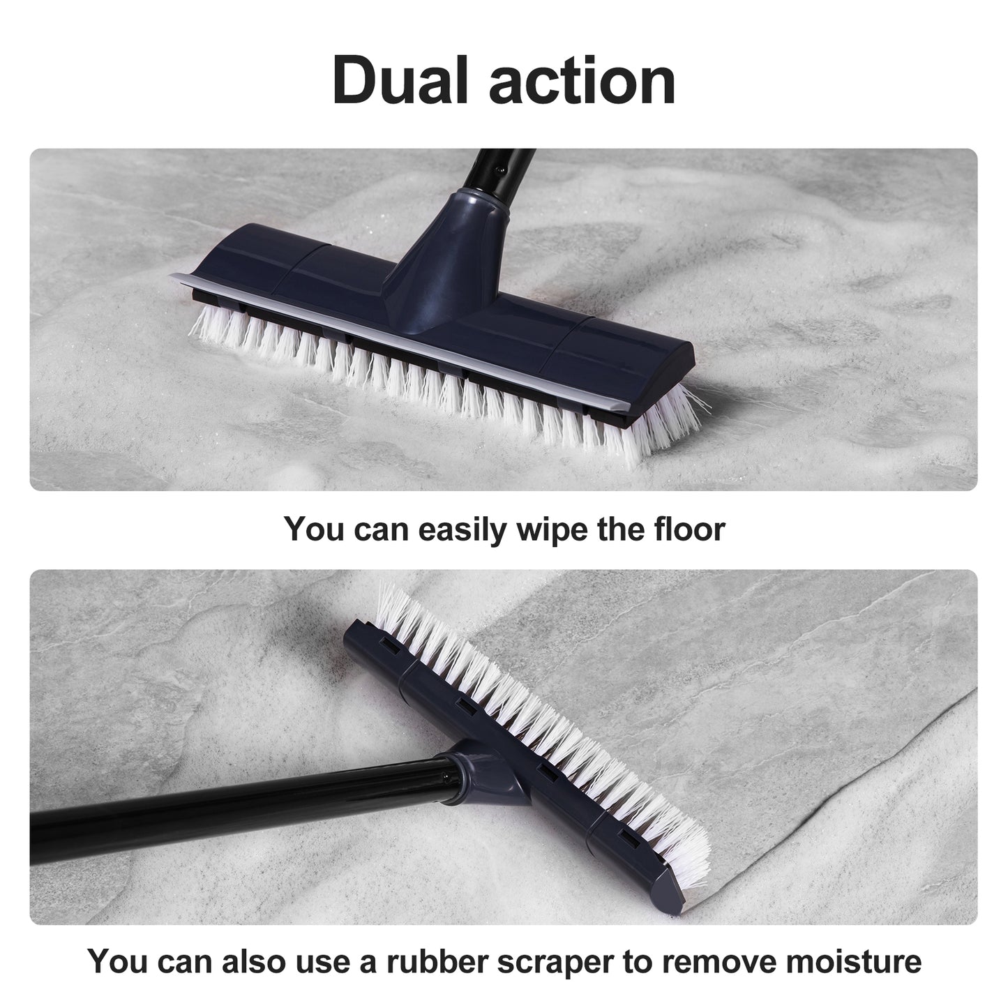2-in-1 Cleaning Brush – Durable PP Bristles & Rubber Squeegee for Multi-Surface Cleaning