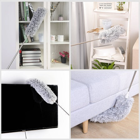 Extendable Grey Duster – 97'' Reach, Bendable Head & Washable Design