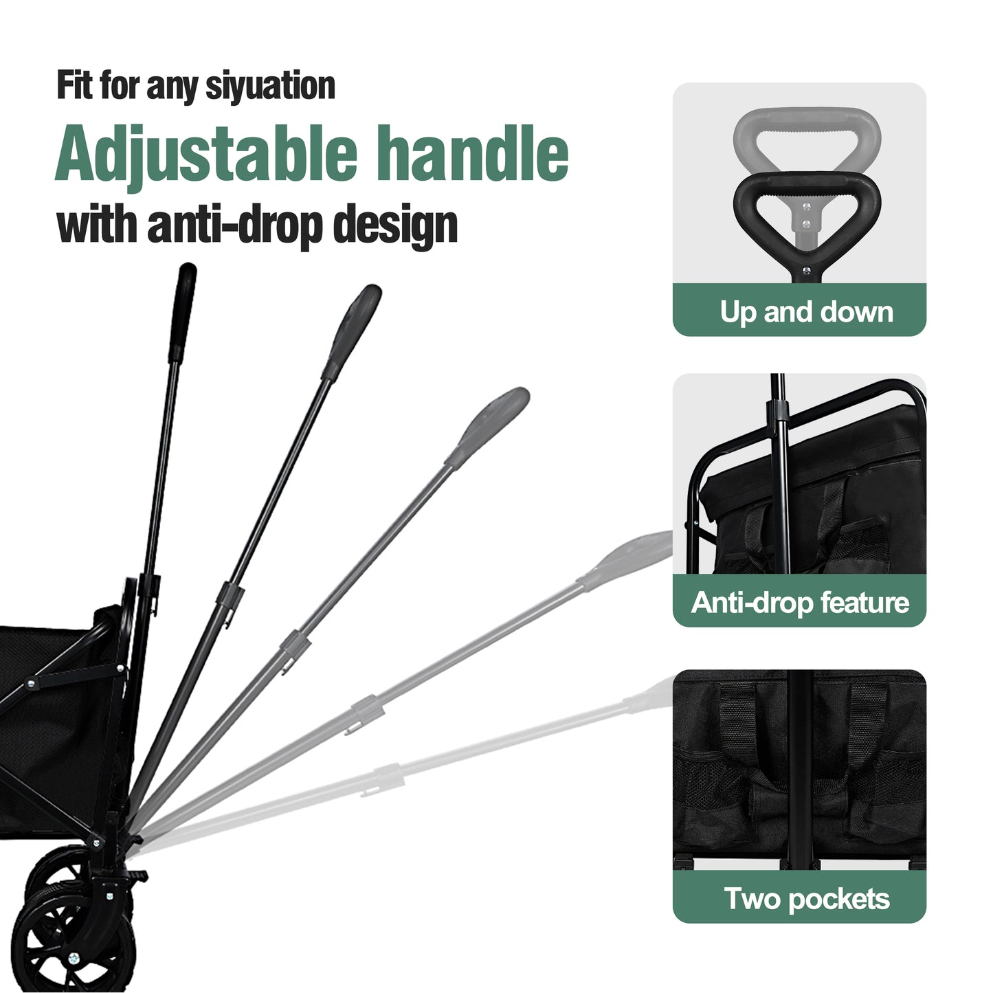 All-Terrain Folding Cart with Adjustable Handle & Dual Brakes