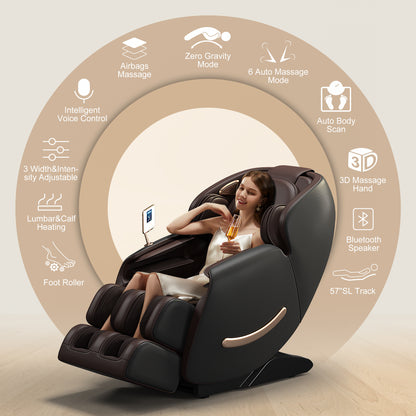 Full-Body Smart Massage Chair with 3D Kneading, Heat & Adjustable Fit C300