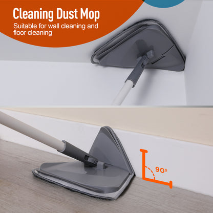 360° Triangular Mop – Adjustable Handle & Ultra-Absorbent Microfiber Pad