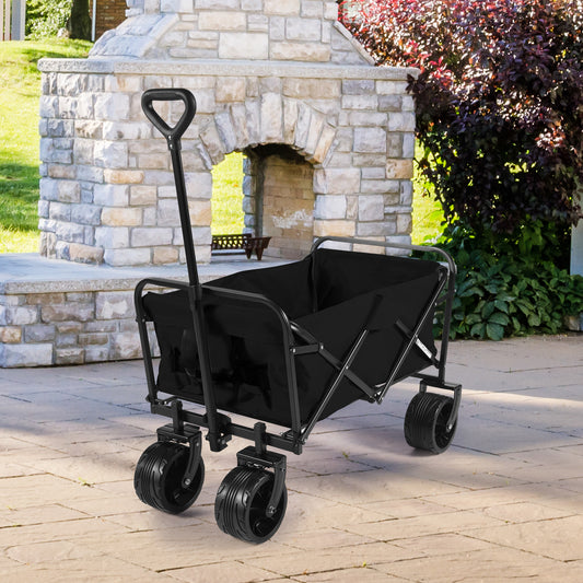 All-Terrain Folding Cart with Adjustable Handle & Dual Brakes