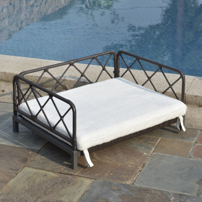 Wicker Dog Bed – Waterproof, Hand-Woven PE Rattan with Soft Cushion & Non-Slip Feet