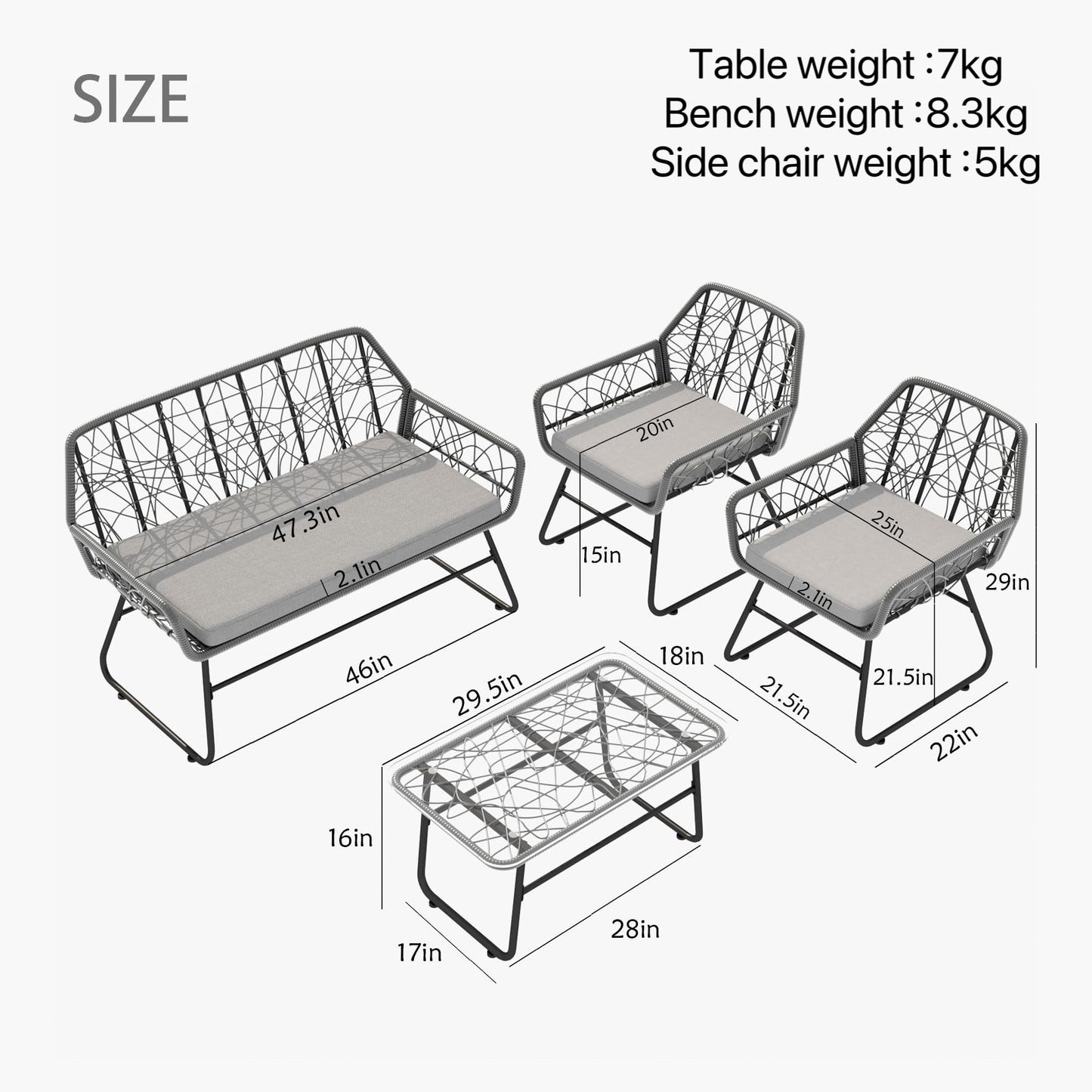 4-Piece Wicker Weave Leisure Set – Unique Handcrafted Design