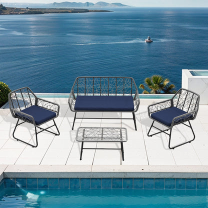 4-Piece Wicker Weave Leisure Set – Unique Handcrafted Design