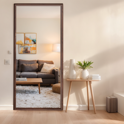 70*32 inch full-body floor mirror with Artificial wood frame, elegant design and durability, a must-have for bedrooms, clothing stores and salons