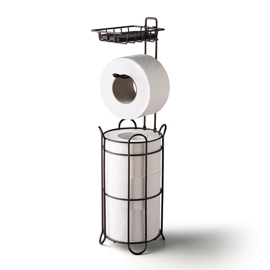 Freestanding Toilet Paper Holder – Easy Assembly with Magazine Storage