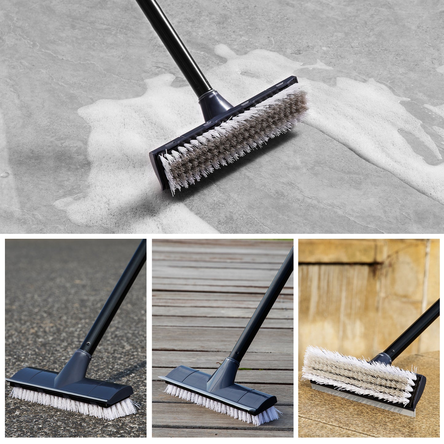 2-in-1 Cleaning Brush – Durable PP Bristles & Rubber Squeegee for Multi-Surface Cleaning