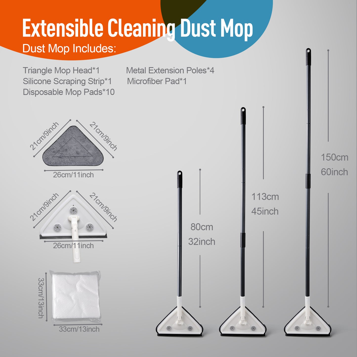 360° Rotating Mop – Adjustable Handle & Microfiber/Disposable Pad for Floors & Walls