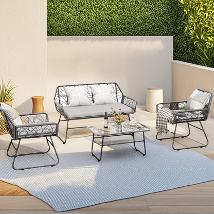 4-Piece Wicker Weave Leisure Set – Unique Handcrafted Design