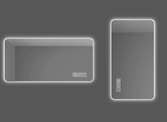 Wall mounted LED lighting mirror/bathroom mirror/full-length mirror/makeup mirror, three color lighting+dimming+IP44 waterproof+anti fog+touch switch 24 × 48 inches