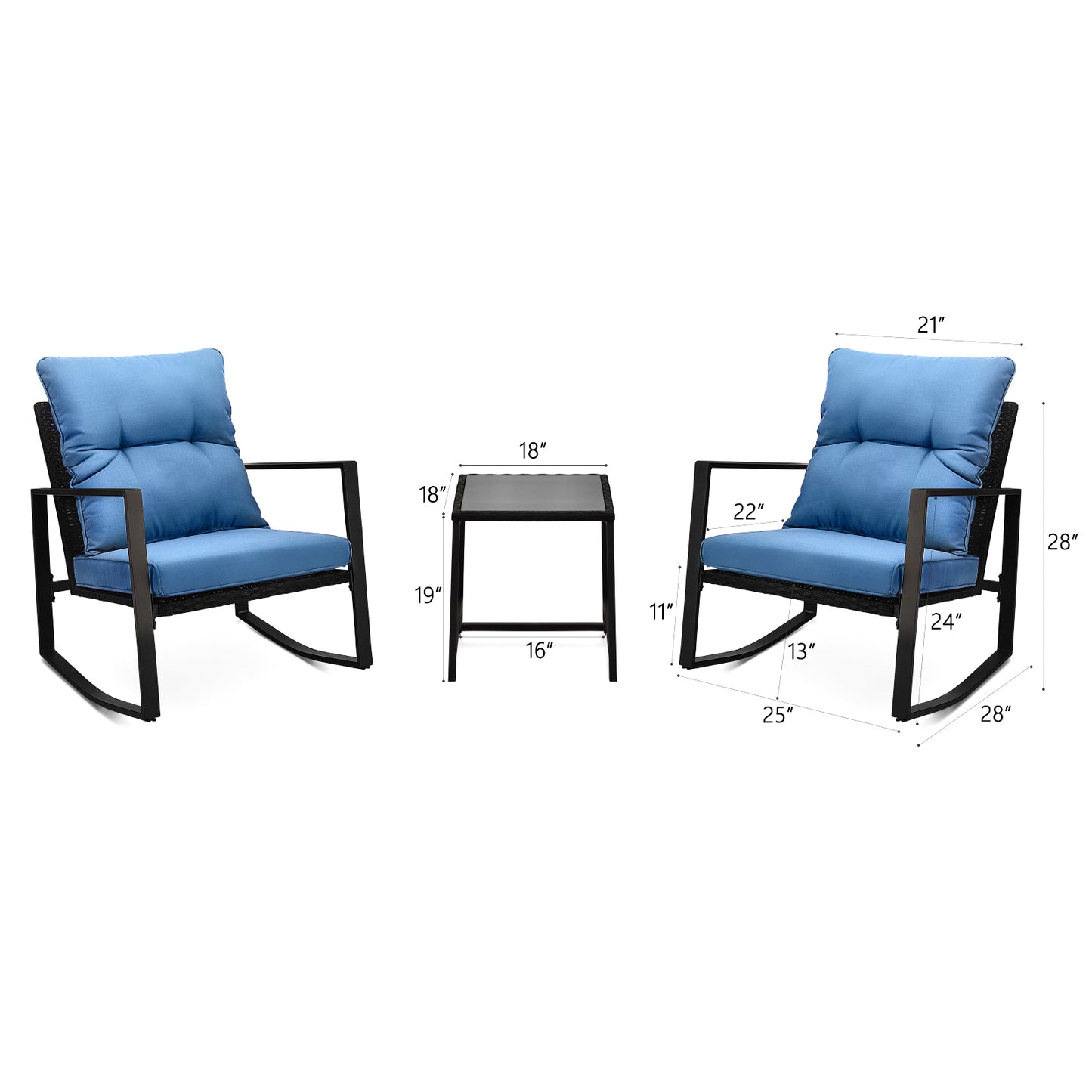 3-Piece Outdoor Set – Sturdy Frame, Waterproof Chairs & Tempered Glass Table Y-B02