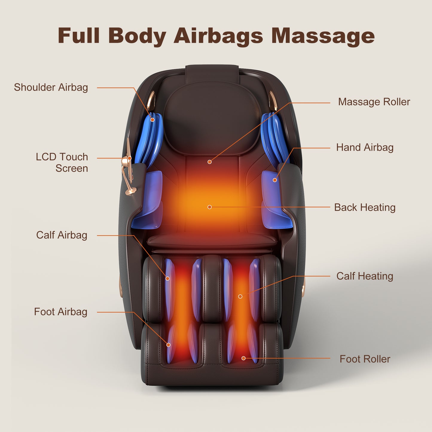 Full-Body Smart Massage Chair with 3D Kneading, Heat & Adjustable Fit C300