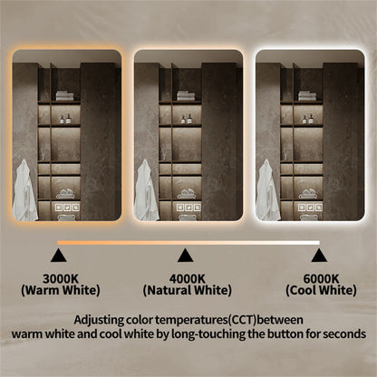 Frameless Rounded Bathroom Mirror with 3-Color Dimming & Heat Rear Window LY-03