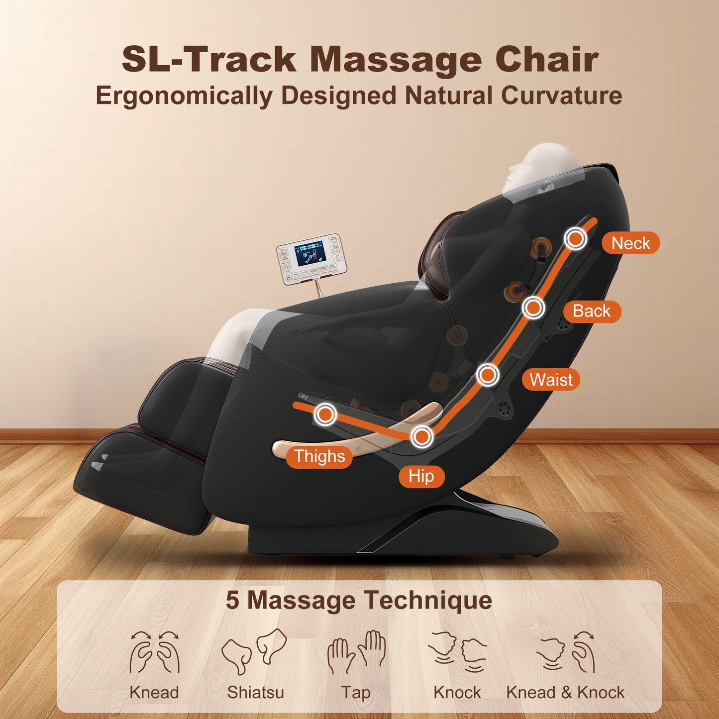 Full-Body Smart Massage Chair with 3D Kneading, Heat & Adjustable Fit C300