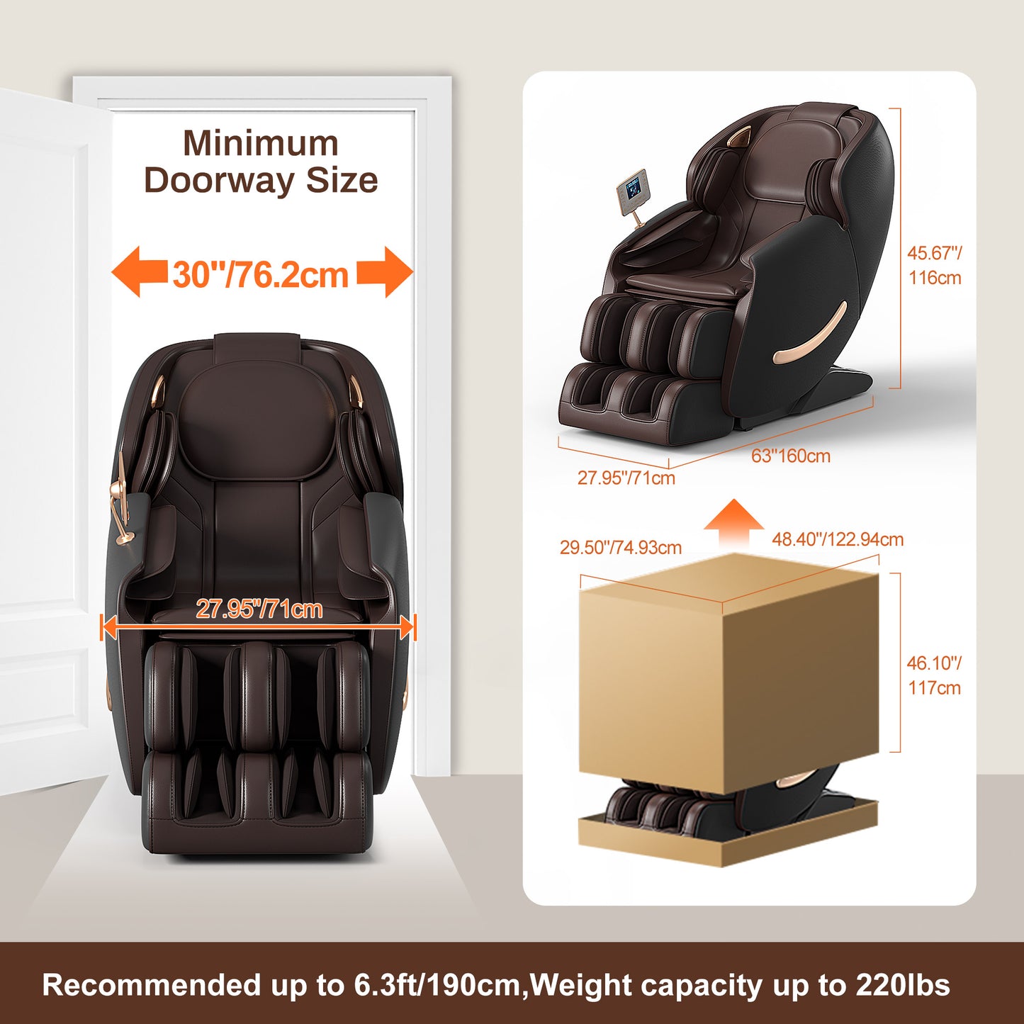 Full-Body Smart Massage Chair with 3D Kneading, Heat & Adjustable Fit C300