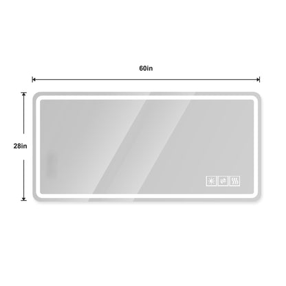 28*60inch LED Bathroom Vanity Mirror ,wall mirror,Anti-Fog, Dimmable,Shatter-Proof Tempered Glass, Ideal for Bathroom Wall Decor, Beauty Makeup and Shaving