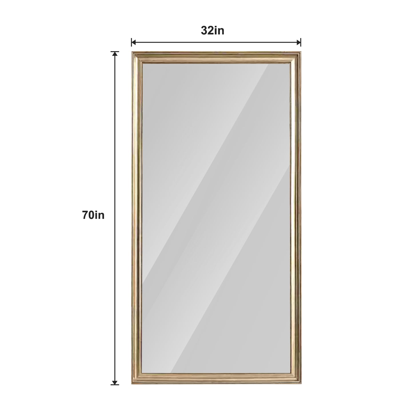 32*70inch full-body floor mirror with Artificial wood frame, elegant design and durability, a must-have for bedrooms, clothing stores and salons