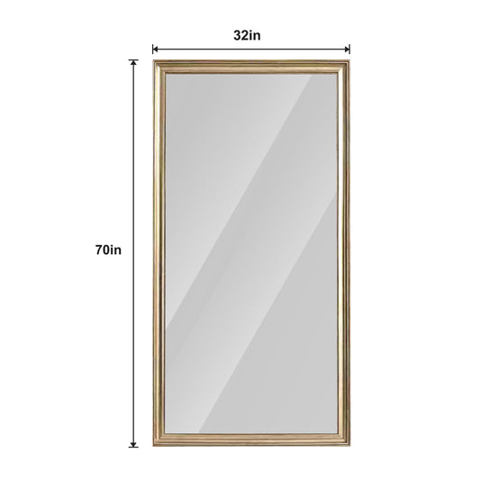 32*70inch full-body floor mirror with Artificial wood frame, elegant design and durability, a must-have for bedrooms, clothing stores and salons