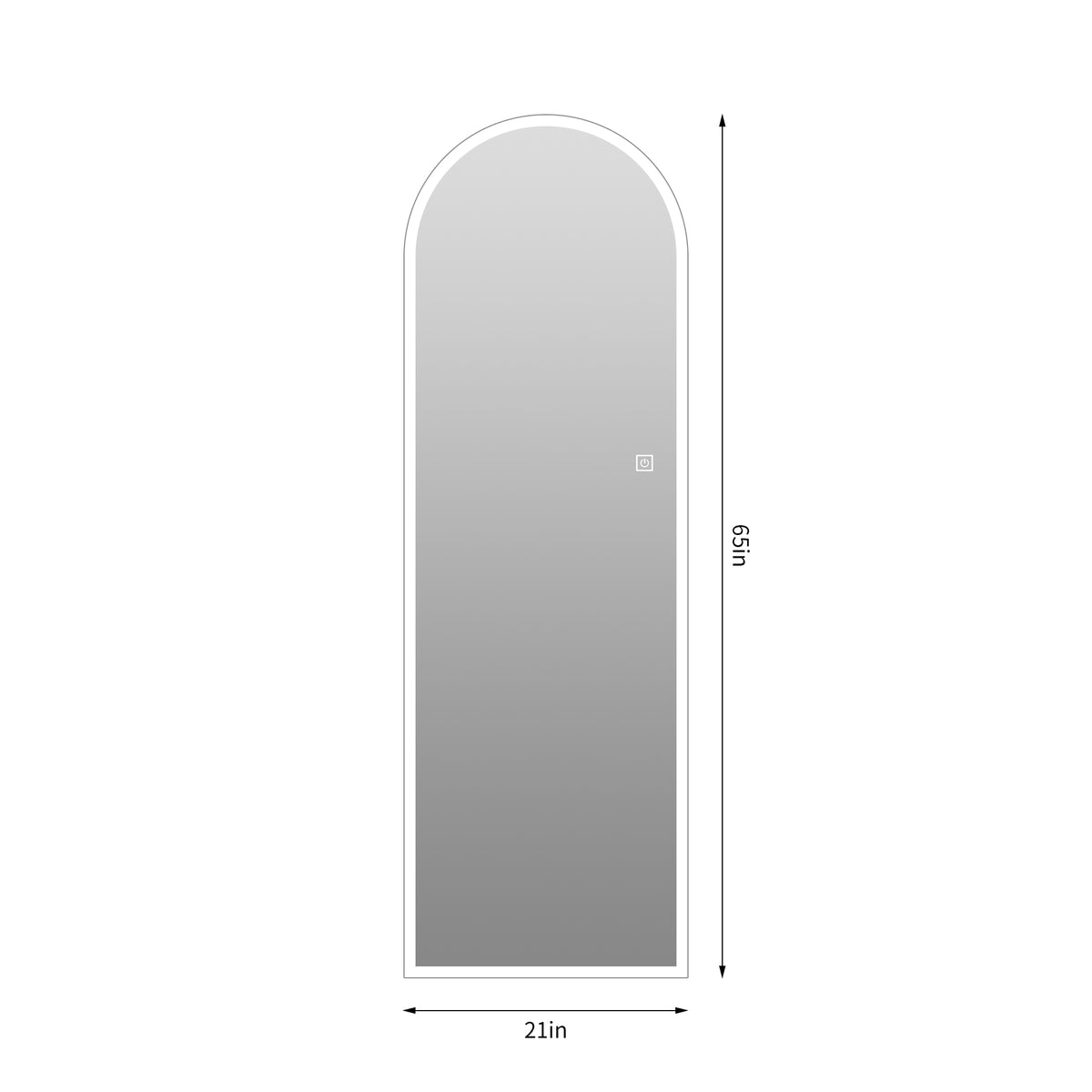 65" x 21" Arched LED Full Length Mirror, Wall Mounted Lighted Full Body Mirror with Frosted Edge Lighting, 3 Color Temperatures & Stepless Dimming, HD Silver Mirror in Silver Glass