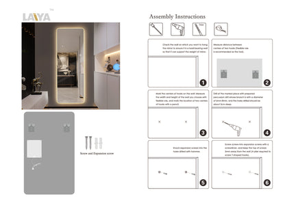 Wall-Mounted Rimless Dress Mirror with Integrated Lighting and Single-Button Control LY-14