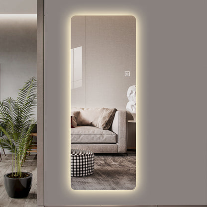 Wall-Mounted Rimless Dress Mirror with Integrated Lighting and Single-Button Control LY-14