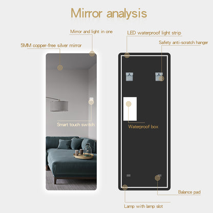 Wall-Mounted Rimless Dress Mirror with Integrated Lighting and Single-Button Control LY-14