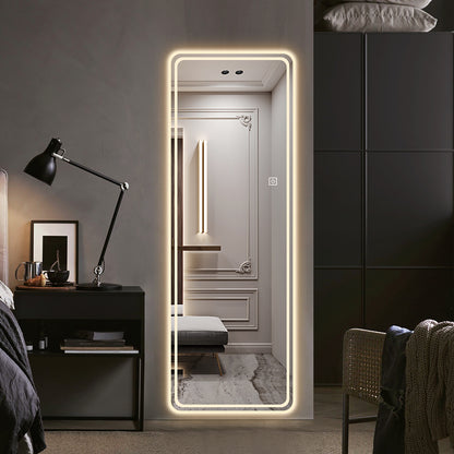 65" Sleek Rimless Dress Mirror with Integrated Lighting & Single-Button Control LY-15